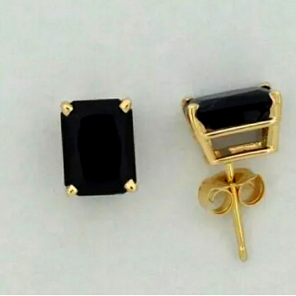4Ct BLACK Diamond Solitaire Stud Earring 14K Gold